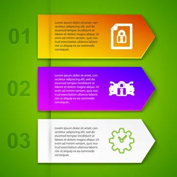 Set line Document and lock, Cyber security, Time Management and . Business Stock Illustration