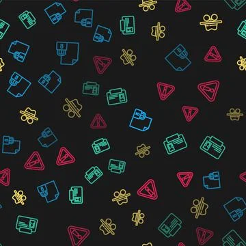 Set line Document and lock, Identification badge, Incognito mode and Exclamation 스톡 일러스트