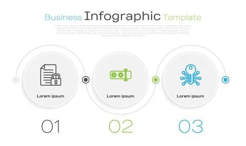 Set line Document and lock, Password protection and Smart key. Business Stock Illustration