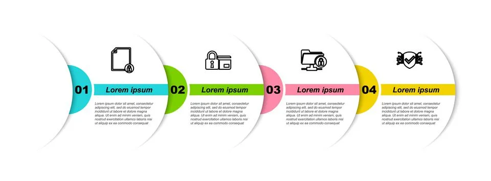 Set line Document and lock, Credit card with, FTP folder and Cyber security Illustrazione stock