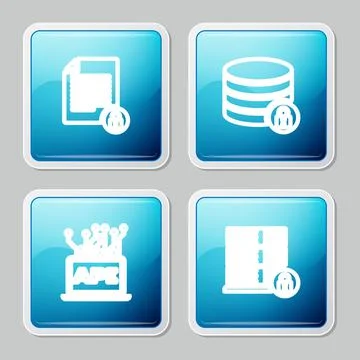 Set line Document and lock, Server security with, Computer api interface and  Stock Illustration