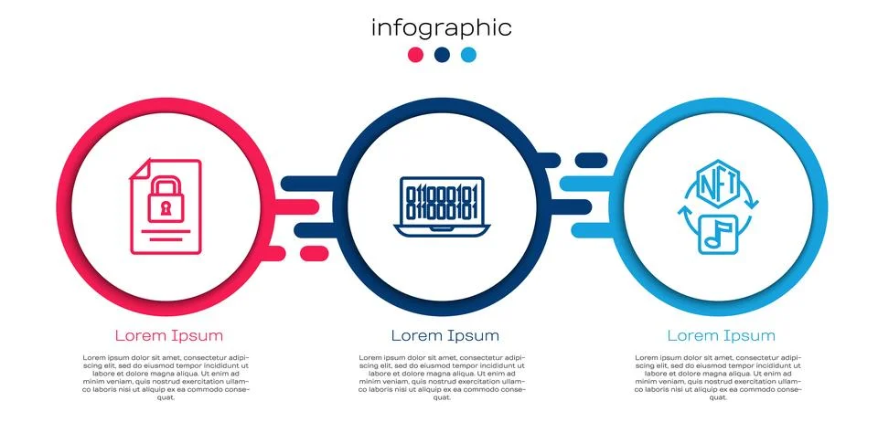 Set line Document and lock Binary code and NFT Digital crypto art. Business i Stock Illustration