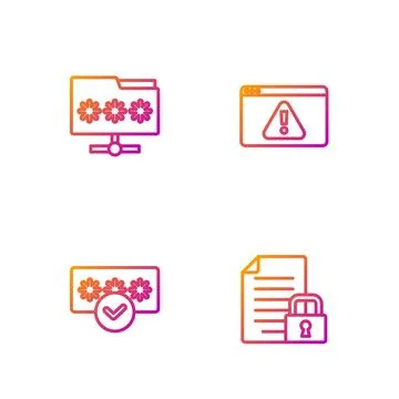 Set line Document and lock, Password protection, Folder with password and B.. Illustrazione stock