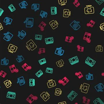 Set line Document and pen, Stacks paper money cash, Piggy bank and Money pe.. 库存插图