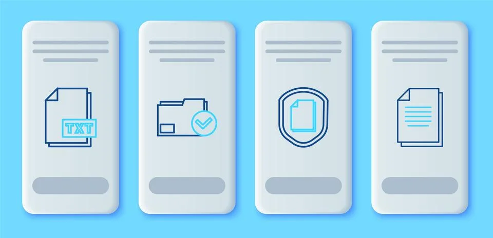 Set line Document folder and check mark, protection concept, TXT file docum.. Stock Illustration