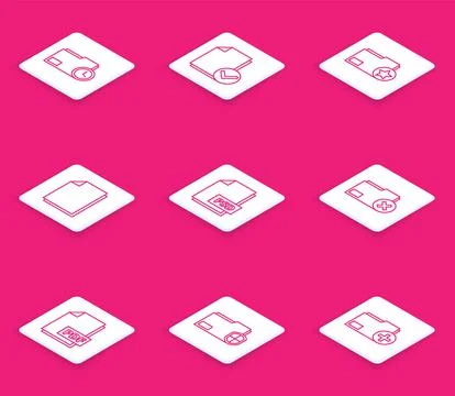 Set line Document folder with clock, and check mark, star, PSD file document Stock Illustration