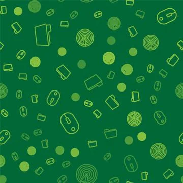 Set line Document folder, Computer mouse and Target sport on seamless pattern Stock Illustration