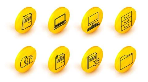 Set line Document folder, Delete file document, File and paper clip, Scotch.. 스톡 일러스트