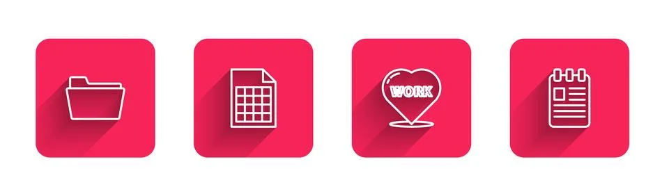 Set line Document folder, File document, Heart with text work and Spiral Illustrazione stock