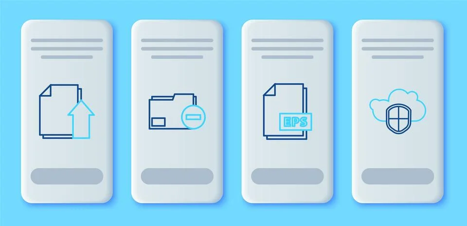 Set line Document folder with minus, EPS file document, Upload and Cloud an.. Stock Illustration
