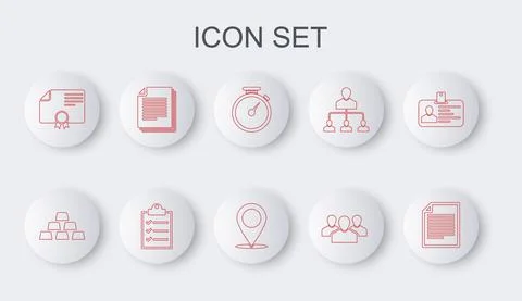Set line Document, Gold bars, Stopwatch, Users group, Certificate template Illustrazione stock