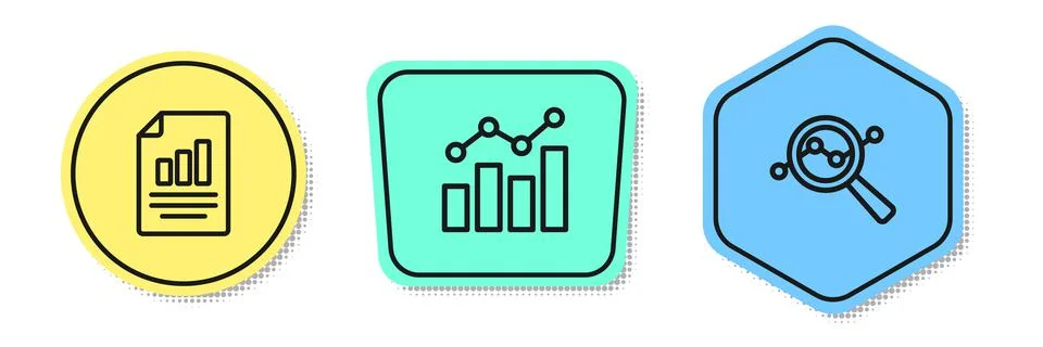Set line Document with graph chart, Financial growth and Search data analysis イラスト素材