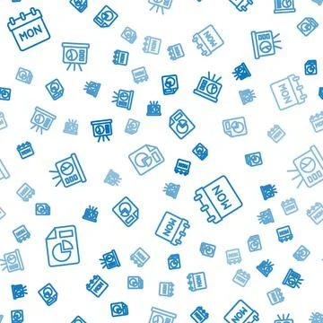 Set line Document with graph chart, Calendar and Board on seamless pattern Illustrazione stock