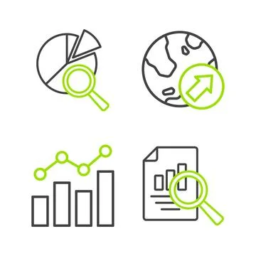 Set line Document with graph chart, Financial growth, and Search data analysis イラスト素材
