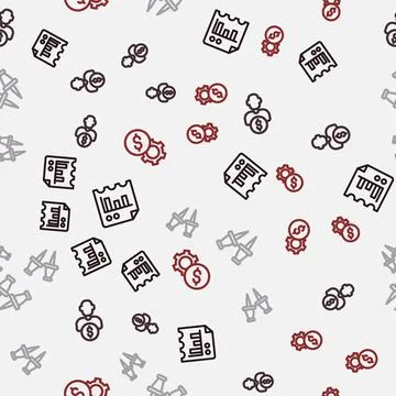 Set line Document with graph chart, Business investor, Push pin and Gear dollar Stock Illustration
