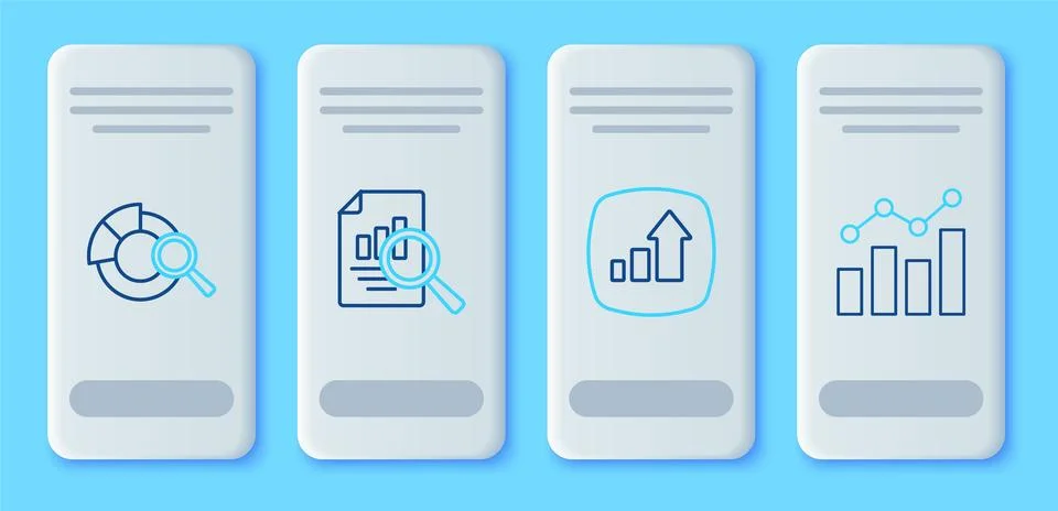 Set line Document with graph chart, Financial growth, Search data analysis .. Illustrazione stock