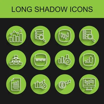 Set line Document with graph chart, Financial growth, dollar, Stocks market.. Stock Illustration