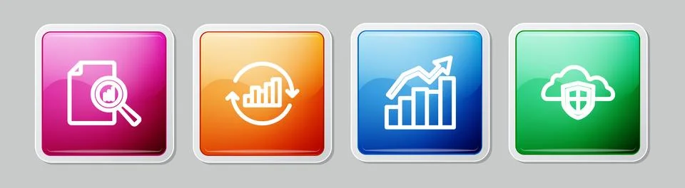 Set line Document with graph chart, Pie infographic, Financial growth and C.. Stock Illustration