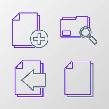 Set line Document Next page arrow Search concept with folder and Add new file 스톡 일러스트
