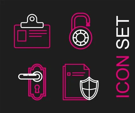 Set line Document protection concept, Door handle, Safe combination lock wh.. Illustration