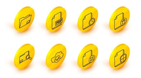 Set line Document protection concept, Delete file document, Cloud with chec.. Stock Illustration