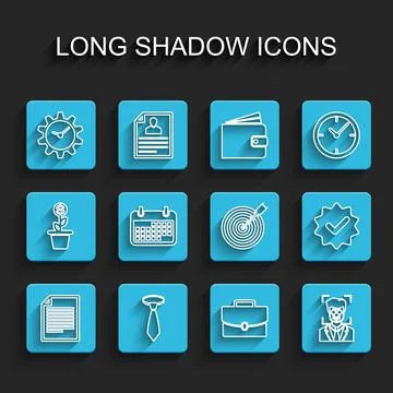 Set line Document, Tie, Time Management, Briefcase, Face recognition, Calendar Illustrazione stock