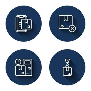 Set line Document tracking marker, Carton cardboard box, Home delivery services Stock Illustration