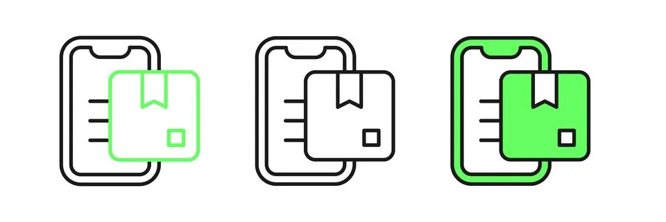 Set line Document tracking marker system icon isolated on white background... Stock Illustration