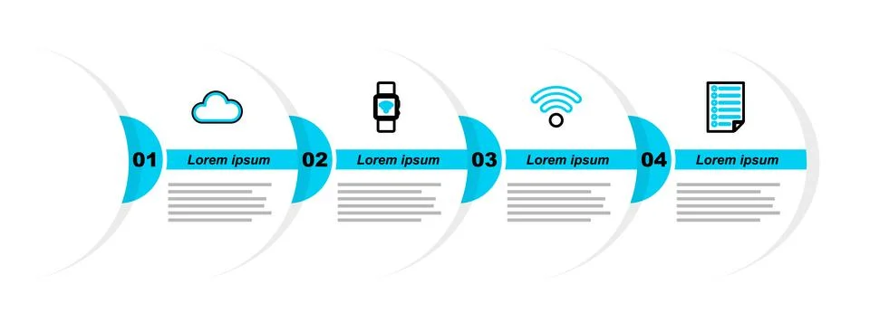 Set line Document, Wi-Fi wireless network, Smartwatch with and Cloud icon. .. 스톡 일러스트