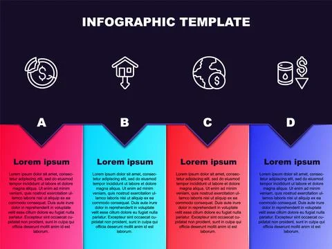 Set line Dollar rate decrease, Falling property prices, Global economic crisis 库存插图