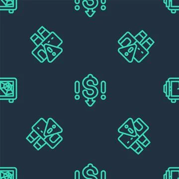 Set line Dollar rate decrease, Shutdown of factory and Safe on seamless pattern Stock Illustration