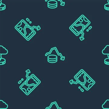 Set line Dollar rate decrease, Mobile stock trading and Storm on seamless 库存插图