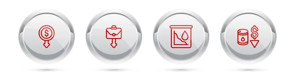 Set line Dollar rate decrease, Briefcase, Drop in crude oil price and . Silver 库存插图