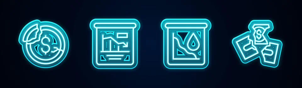 Set line Dollar rate decrease, Pie chart infographic, Drop crude oil price and 库存插图