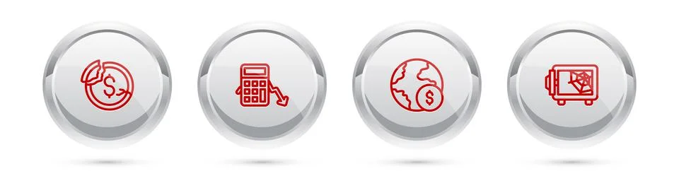 Set line Dollar rate decrease, Calculation of expenses, Global economic crisis Stock Illustration