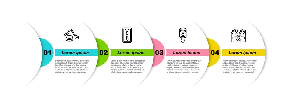 Set line Dollar rate decrease, Mobile stock trading, Drop crude oil price and Illustrazione stock