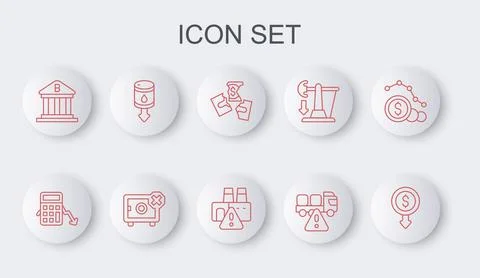 Set line Dollar rate decrease, Calculation of expenses, Tearing money banknot 库存插图