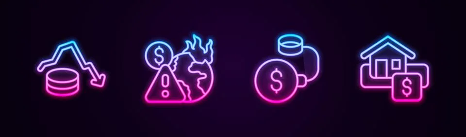 Set line Dollar rate decrease, Global economic crisis, Debt ball chained to coin 库存插图