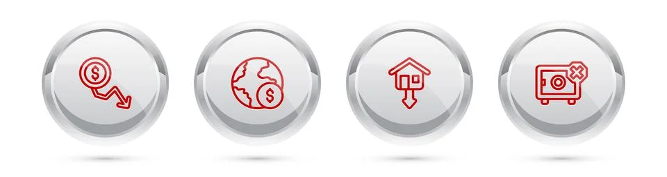 Set line Dollar rate decrease, Global economic crisis, Falling property prices 库存插图