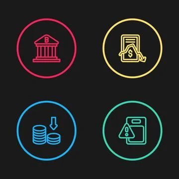 Set line Dollar rate decrease, Global economic crisis, Mobile stock trading.. 库存插图