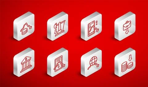 Set line Dollar rate decrease, Drop in crude oil price, Mobile stock tradin.. Stock Illustration