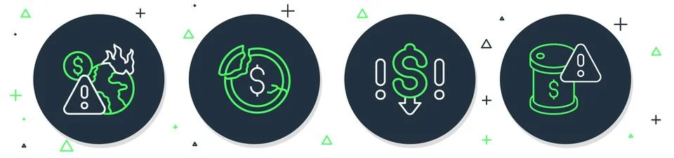 Set line Dollar rate decrease, Global economic crisis and Drop in crude oil.. Stock Illustration