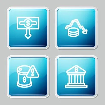 Set line Dollar rate decrease, , Drop in crude oil price and Bank building .. 库存插图