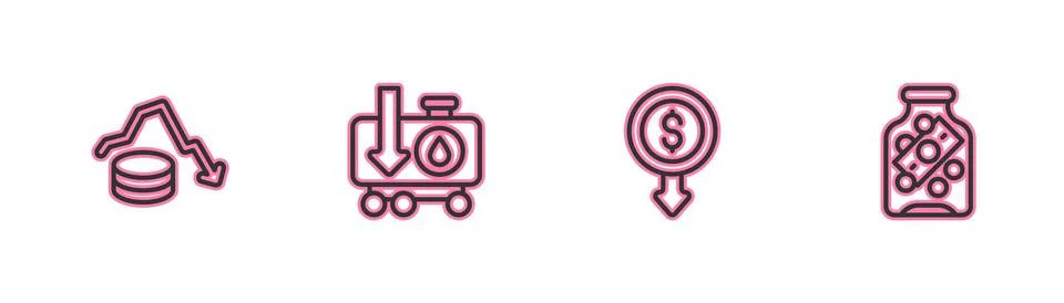 Set line Dollar rate decrease, , Drop in crude oil price and Glass money ja.. 库存插图