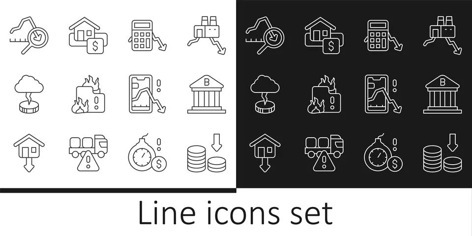 Set line Dollar rate decrease, Bank building, Calculation of expenses, Fire.. 库存插图