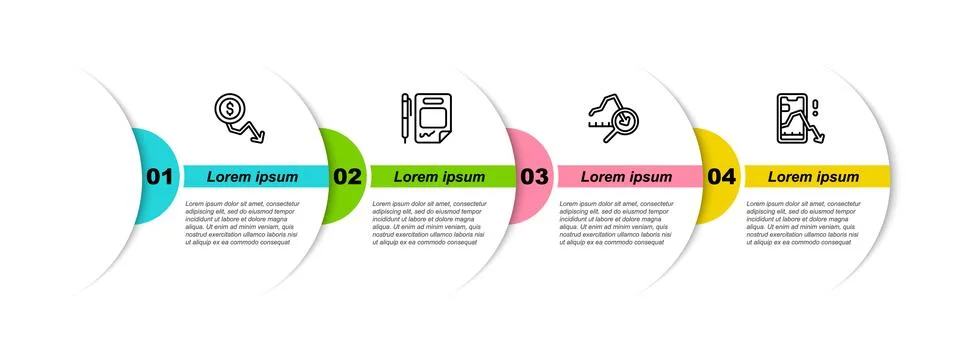 Set line Dollar rate decrease, Contract money and pen, Global economic cris.. Stock Illustration