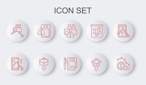 Set line Dollar rate decrease, Mobile stock trading, Shutdown of factory, F.. 库存插图