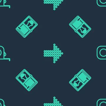 Set line Dots arrow, Audio book and Roulette construction on seamless pattern イラスト素材