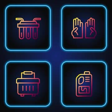 Set line Drain cleaner bottle, Toolbox, Water filter and Rubber gloves. Gradient Illustrazione stock