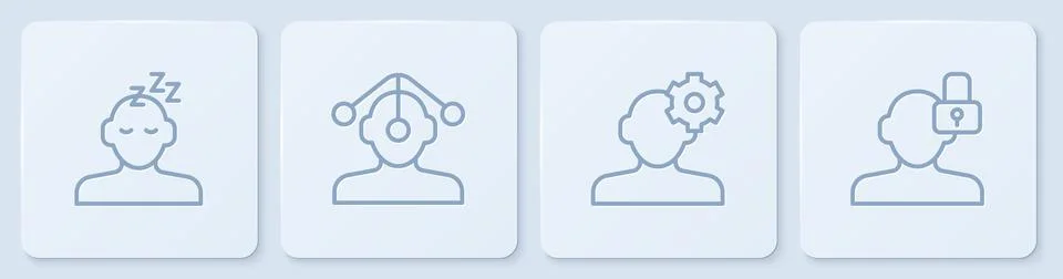 Set line Dreams Solution problem in psychology Hypnosis and Closed personalit イラスト素材